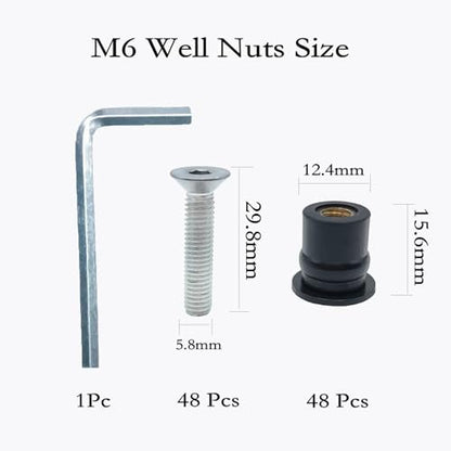 48 Pairs M6 Neoprene Rubber Well Nuts for Kayak with Brass Inserts - size: 48 Pairs 6mm Neoprene Well Nuts