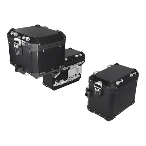 TCMT Trunk Top Box Saddlebags Side Case Fit For BMW R1200GS/R1200GS Adventure 2013-2018 R1250GS 19-24 F850GS/F850GS Adventure 17-22 F900GS 23-25 - color: Black, size: Saddleabg & Trunk Set