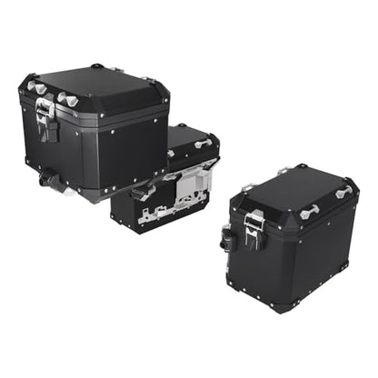 TCMT Trunk Top Box Saddlebags Side Case Fit For BMW R1200GS/R1200GS Adventure 2013-2018 R1250GS 19-24 F850GS/F850GS Adventure 17-22 F900GS 23-25 - color: Black, size: Saddleabg & Trunk Set