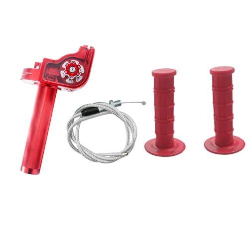 Throttle Grip Motorcycle 22mm CNC Aluminum Quick Twister Throttle Cable for CRF50 CRF70 70 110 70CC 110CC IRBIS 125 250 Dirt Pit Bike Accessories (RED-2) - color: RED-2