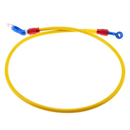 Windance 39inch/100cm 28 Degree Banjo 45 Degree Joint M10 Hydraulic Brake Oil Hose Stainless Steel Braided Brake Line for Motorcycle Scooter ATV Dirt Pit Bike (Yellow, 39inch/100cm) - color: Yellow