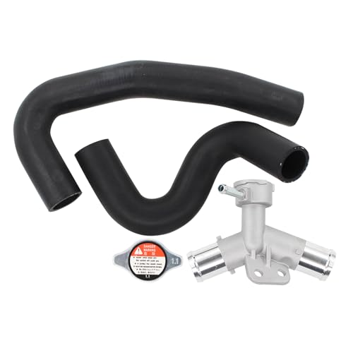 Aluminum Engine Radiator Filler Neck w/Cap & Upper Coolant Water Hose Set