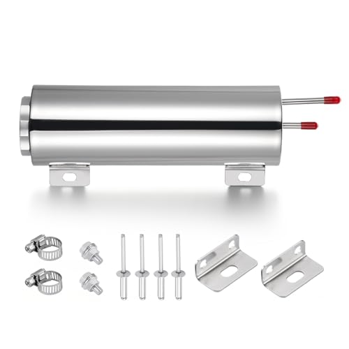 EVIL ENERGY Radiator Overflow Tank, Stainless Steel Coolant Reservoir Tank 3" x 9", Universal Coolant Expansion Tank with Cap, Polished Coolant Recovery Reservoir - size: 3"x9"