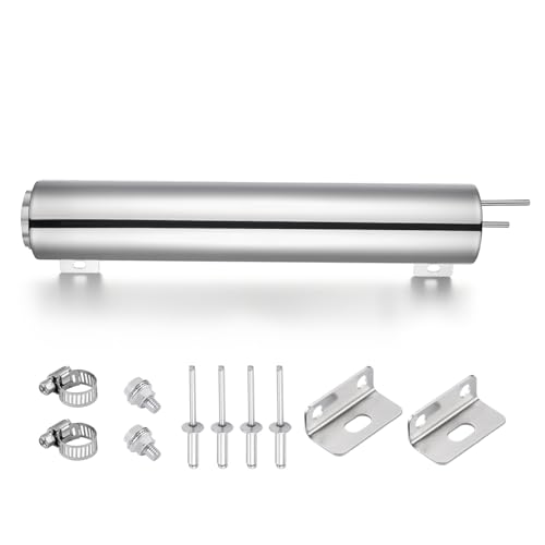 EVIL ENERGY Radiator Overflow Tank, Stainless Steel Coolant Reservoir Tank 3" x 16", Universal Coolant Expansion Tank with Cap, Polished Coolant Recovery Reservoir - size: 3"x16"