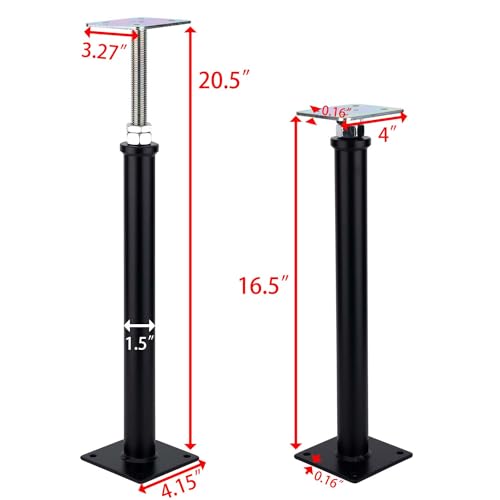 4팩 조절 플로어 잭 포스트 플로어 잭 리프트 지지 41.9-52.7cm(16.5-20.5인치) 조절 가능한 하우스 잭, 조정 지지대, 리프트 지지대, 미니 스크류 잭, 바닥 스트레이트너, 레벨 지지대 - size: AR 16.5-20.5