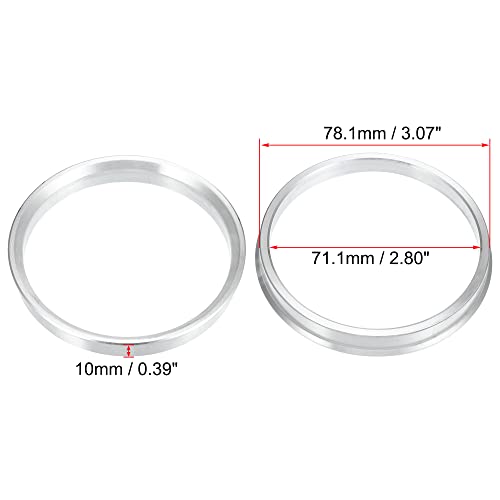 X AUTOHAUX 4pcs OD 78.1mm to ID 71.1mm Aluminum Alloy Hub Centric Rings - size: 78.1mm-71.1mm