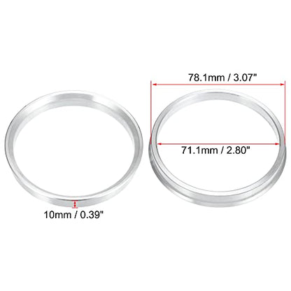 X AUTOHAUX 4pcs OD 78.1mm to ID 71.1mm Aluminum Alloy Hub Centric Rings - size: 78.1mm-71.1mm