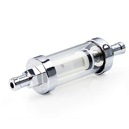 5/16 inch 9747 Inline Fuel Filter With Clear View Glass And Chrome (5) - size: 5 Pack