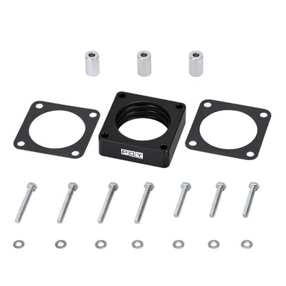 Aluminum Throttle Body Spacer Fit for 91-06 Jeep Wrangler Cherokee TJ YJ LJ XJ 2.5L/4.0L Engine Gas w/Gasket 1" Raise Manifold Carb (Black) - color: Black