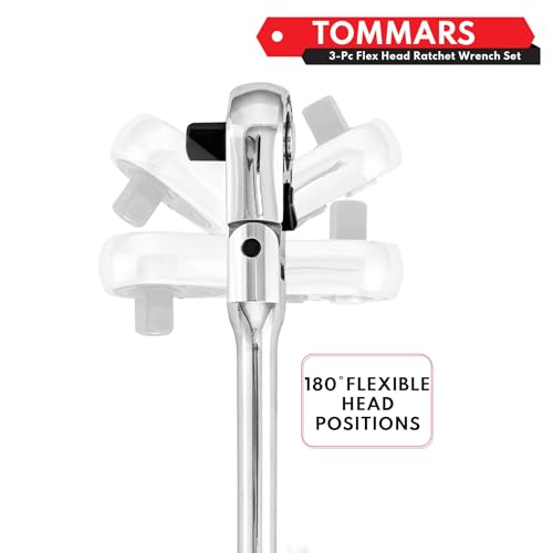 TOMMARS Flex Head Ratchet Set, 1/4", 3/8", 1/2" Drive Socket Wrench Kit - size: 1/4", 3/8", 1/2" Drive, style: Flex Head Standard Ratchet Set