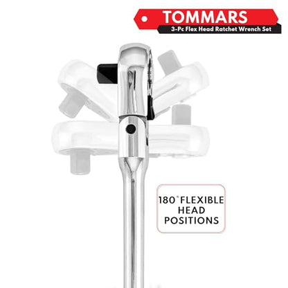 TOMMARS Flex Head Ratchet Set, 1/4", 3/8", 1/2" Drive Socket Wrench Kit - size: 1/4", 3/8", 1/2" Drive, style: Flex Head Standard Ratchet Set