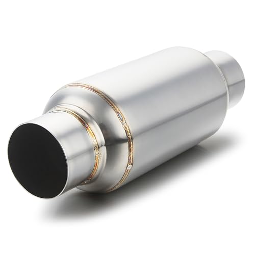 LCGP 2.5'' Inlet & Outlet Universal Muffler, 11.5'' Overall Length Stainless Steel Resonator 2 Pack - color: Silver, size: 2.5" Inlet 11.5" Long-2 Pack