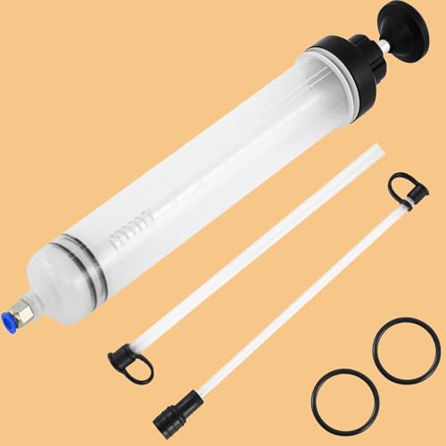 Poweka 500mL(cc) Fluid Extractor Syringe, Manual Oil Liquid Transfer Pump - size: 500ml Oil Suction Syringe