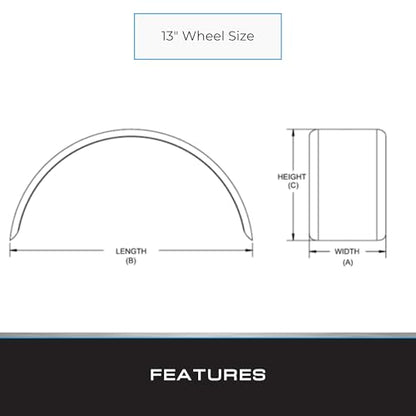 Tie Down Trailer Fenders – Single Axle, 16 Gauge Galvanized Steel – For 13" Tire Assemblies – 27.5" L x 8" W x 11" H (Set of 2) - size: 27.5" x 8" x 11", style: 2 Fenders