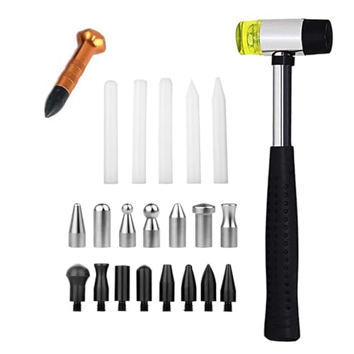 LadyRosian Car Body Dent Repair Tools Dent Repair Hammer with Knock Down Head Tap 22PCS Rubber Hammer Paintless Dent Removal Kit - color: Tool a