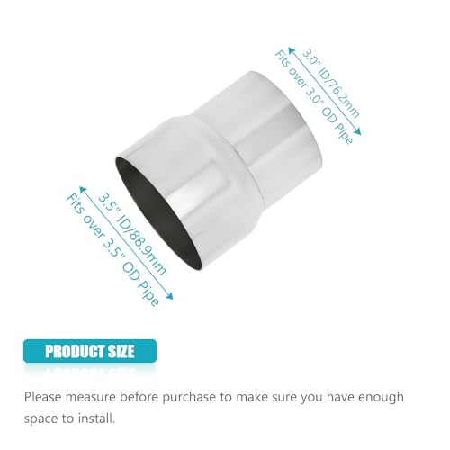 Universal 3'' ID to 3.5'' ID Exhaust Pipe Adapter Connector Reducer 304 Stainless Steel 3.0 Inch to 3.5 Inch 3” ID to 3 1/2” ID kit - size: 3" ID to 3.5" ID