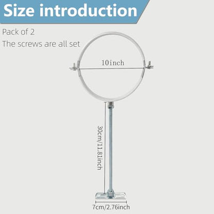 2 Sets 10 Inch Adjustable Pipe Hanger Strap，Heavy Duty Galvanized Iron Stove Pipe Bracket，Wall Support Chimney Pipe Holder，Round Split Ring Vent Conduit Carrier Kit，with All Mounting Screws