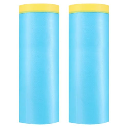 HARFINGTON 2pcs Pre-Taped Masking Film 59.1" x82ft w Plastic Sheeting,Blue - color: Blue, size: 59.1"x82ft