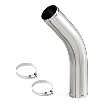 GASHER 1PCS 45 Degree Elbow Aluminum Alloy Tube Intercooler Pipe Air Intake Tube 2.5"OD, Leg Length 12" (300mm) with Bead Roll - color: 45 degree（With Clamps）, size: 2.5"OD (1 PC)