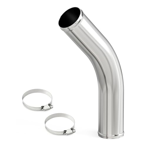 GASHER 1PCS 45 Degree Elbow Aluminum Alloy Tube Intercooler Pipe Air Intake Tube 1.5"OD, Leg Length 12" (300mm) with Bead Roll - color: 45 degree（With Clamps）, size: 1.5"OD (1 PC)
