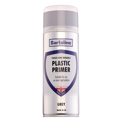Bartoline Plastic Primer Spray, Gray, 13.5 oz - High-Adhesion Matt Finish for Plastics, Car Parts, Models & DIY Projects - 400 ml - size: 13.5 Ounce (Pack of 1)
