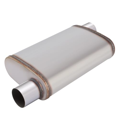 LCGP 2.5inch Universal Muffler, Performance Chamber Exhaust Muffler, 2.5" Offset In/Out, 20" Overall Length Straight-Through Performance with Stainless Steel Muffler for Truck, Cars(2.5''Inlet/Outlet) - color: Offset In / Offset Out, size: 2.5 Inch