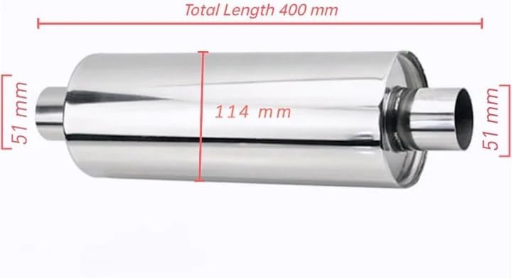 2" Inlet/Outlet Universal Exhaust Resonator – 16" Long Straight-Through Muffler, 1.5mm Thickness Polished Stainless Steel - size: 2" Inlet/Outlet