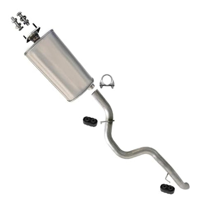 Exhaust Muffler Tail Pipe Compatible with Jeep Wrangler 2000-2002 2.5L | Stainless Steel | Northeastern Exhaust | Includes Clamp, Hangers and Bolt Kit | Direct-Fit Replacement