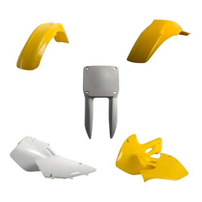Polisport Motocross (MX) Replica Plastic Kit for Suzuki RM 125/250 (2001-08) Dirt Bike – OEM Quality, Durable, Flexible & Perfect Fit – Yellow/White