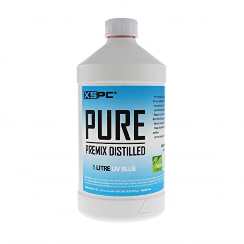 XSPC Pure Premix Distilled PC Coolant, 1 Liter, UV Blue - color: UV Blue