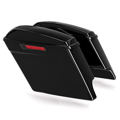 TCMT Black Latches 5" Stretched Extended Saddlebags 6X9" Speaker Lids Fit For Harley Davidson 2014-2024 Touring Road King Road Glide Street Glide Electra Glide FLT FLHT FLHTCU FLHRC - color: Black Latches, size: 5" Stretched(6x9 Spealer Lids)