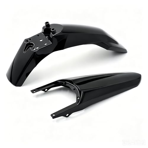 Upgraded Front & Rear Fender Set Compatible with Tuttio Soleil 01 Electric Dirt Bike - Carbon Fiber Pattern Mudguard Compatible for Tutti Off-Road Motorcycle (Black) - color: Black