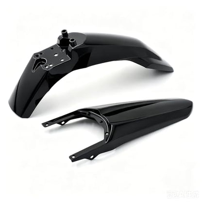 Upgraded Front & Rear Fender Set Compatible with Tuttio Soleil 01 Electric Dirt Bike - Carbon Fiber Pattern Mudguard Compatible for Tutti Off-Road Motorcycle (Black) - color: Black