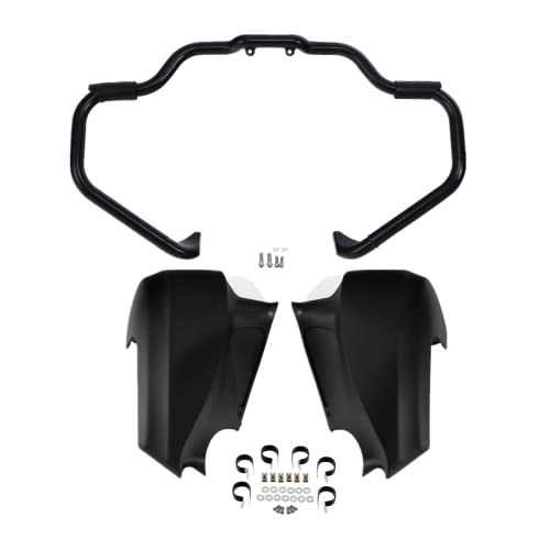 TCT-MOTORPARTS Mustache Engine Guard Highway Crash Bar+ Matte Black Lower Fairing Kit Fit for Indian Roadmaster 2023-2025 Springfield Dark Horse 2016-2025 - color: Black Crash Bar+Matte Black Fairing