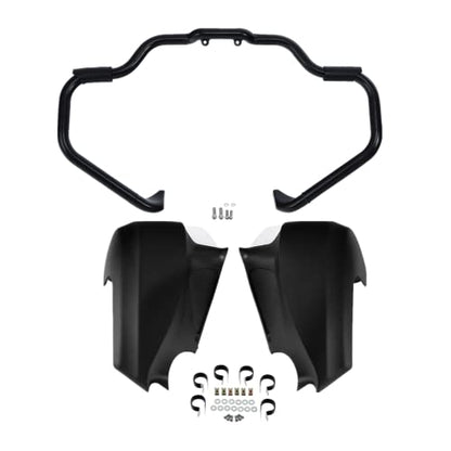 TCT-MOTORPARTS Mustache Engine Guard Highway Crash Bar+ Matte Black Lower Fairing Kit Fit for Indian Roadmaster 2023-2025 Springfield Dark Horse 2016-2025 - color: Black Crash Bar+Matte Black Fairing