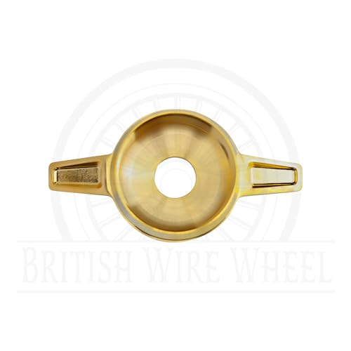 Zenith Style 2 Ear Cut Gold Spinner Cap (Single Left) | Left Side 24K Gold Plated 2 Bar/Wing Straight Knock Off Spinner Cap with Wheel Chip Recess | for Lowriders with Wire Wheels - color: Gold, style: Single Left