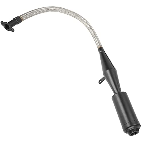 FVRITO Stainless Steel Flexible Exhaust Muffler Pipe Silencer Gasket for 2 Stroke 49cc 60cc 66cc 80cc 100cc Engine Gas Motorized Bicycle Motor Bike Black - color: Black