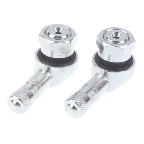 2PCS Motorcycle CNC Aluminum 11.3mm Tire Wheel Stem Valve 90 Degree Angled (Silver) - color: Silver