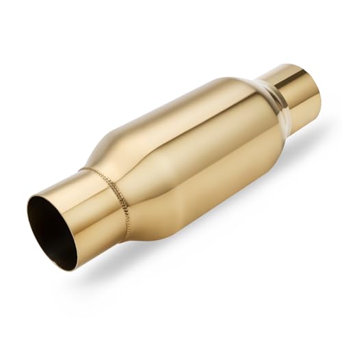 A-KARCK 2.5'' Ultra Quiet Resonator,304 Stainless Steel Exhaust Resonator,2.5'' Inlet & Outlet Universal Performance Muffler Resonators(Gold) - color: Gold Polished, size: 2.5"