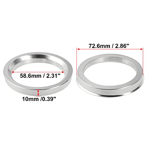 X AUTOHAUX 4pcs OD 72.6mm to ID 58.6mm Aluminium Alloy Car Hub Centric Rings Wheel Bore Center Spacer - size: 58.6mm