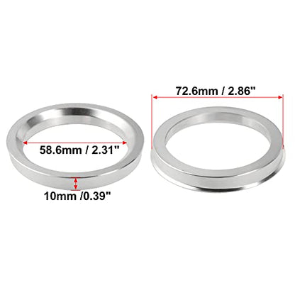 X AUTOHAUX 4pcs OD 72.6mm to ID 58.6mm Aluminium Alloy Car Hub Centric Rings Wheel Bore Center Spacer - size: 58.6mm