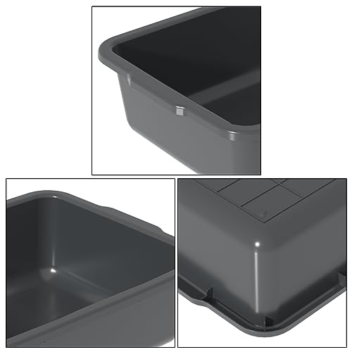 35 Quart Commercial Bus Tubs, Plastic Bus Box Dish Pan Basin, Gray, 4 Packs