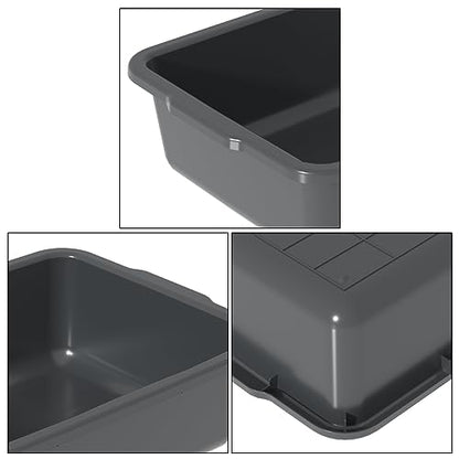 35 Quart Commercial Bus Tubs, Plastic Bus Box Dish Pan Basin, Gray, 4 Packs
