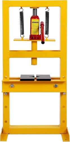 12 Ton Hydraulic Shop Press, H-Frame Garage Press with Adjustable Bed & Plates for Bearings, Gears, U-Joints Heavy Duty Floor Benchtop Press