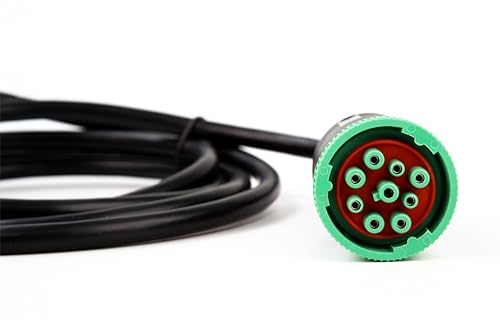 Green Type 2 J1939 Male to Open Pigtail 9pin Cable Truck Diagnostic Scanner Cable