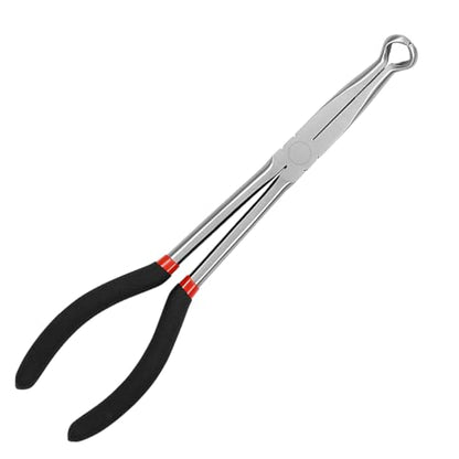11 Inch Car Long Reach Hose Grip Pliers, Ring Nose Spark Plug Boot Wire Removal Pliers with Serrated Jaws, Automotive Hoses and Fittings Installation Tool, Universal for SUV RV Sedan