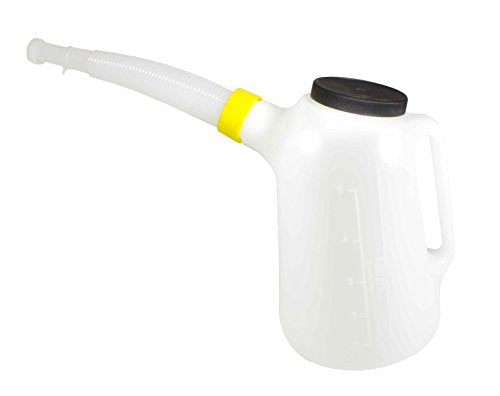 WirthCo Funnel King 94367 Translucent High Density Graduated Measuring Container, 5 Quart, Polyethylene with Screw-On Flexible Spout and Cap, 12 Inch Spout - size: 5 Quarts