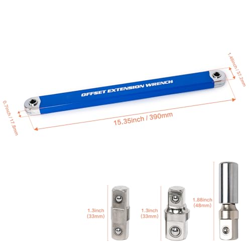 YoShin Ratchet Offset Extender Set,1/4",3/8",1/2" Square Drive Adapters - color: Blue