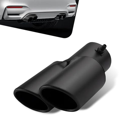 MLY Dual Exhaust Tip, 2.5'' Inlet/2.4'' Outlet Straight Exhaust Tip, Stainless Steel Muffler Tip with Screw, Universal Exhaust Tailpipe Tip for Cars (Black)