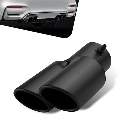 MLY Dual Exhaust Tip, 2.5'' Inlet/2.4'' Outlet Straight Exhaust Tip, Stainless Steel Muffler Tip with Screw, Universal Exhaust Tailpipe Tip for Cars (Black)